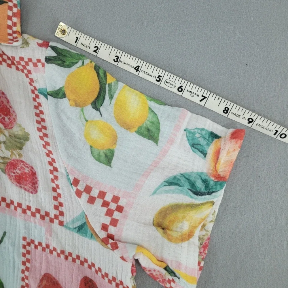 Angel Cut 2 Piece Shorts Set Womens M Multicolor Fruit Print Gauze Tropical  NWT